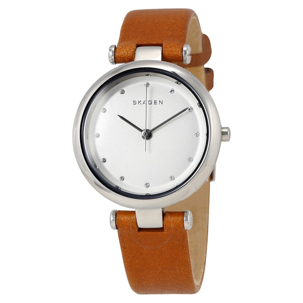 Skagen Tanja Silver Dial Ladies Leather Watch